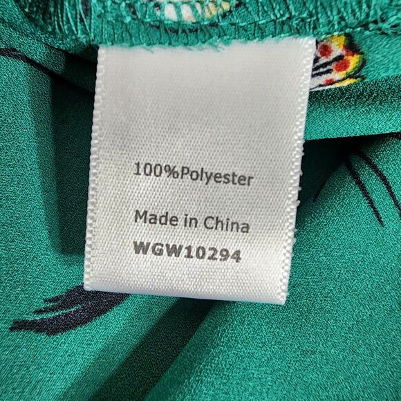 41 Hawthorn Womens Blouse Small Trina Bell Tie 3/4 Sleeve Green Floral V Neck - Picture 8 of 12